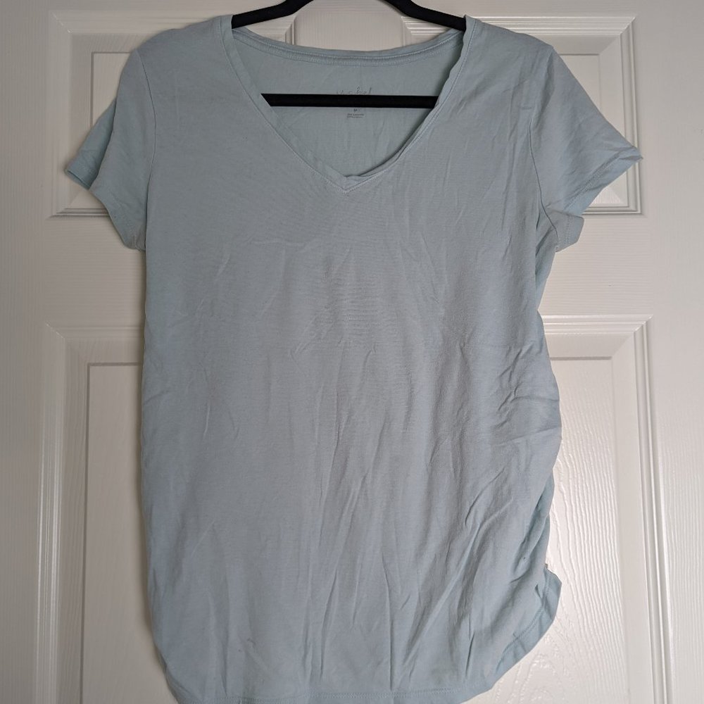 Isabel Maternity Cinched V-neck Basic Tee